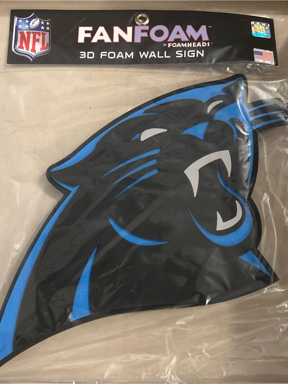 NFL 3D Foam Wall Sign - Black & Blue Panther Logo